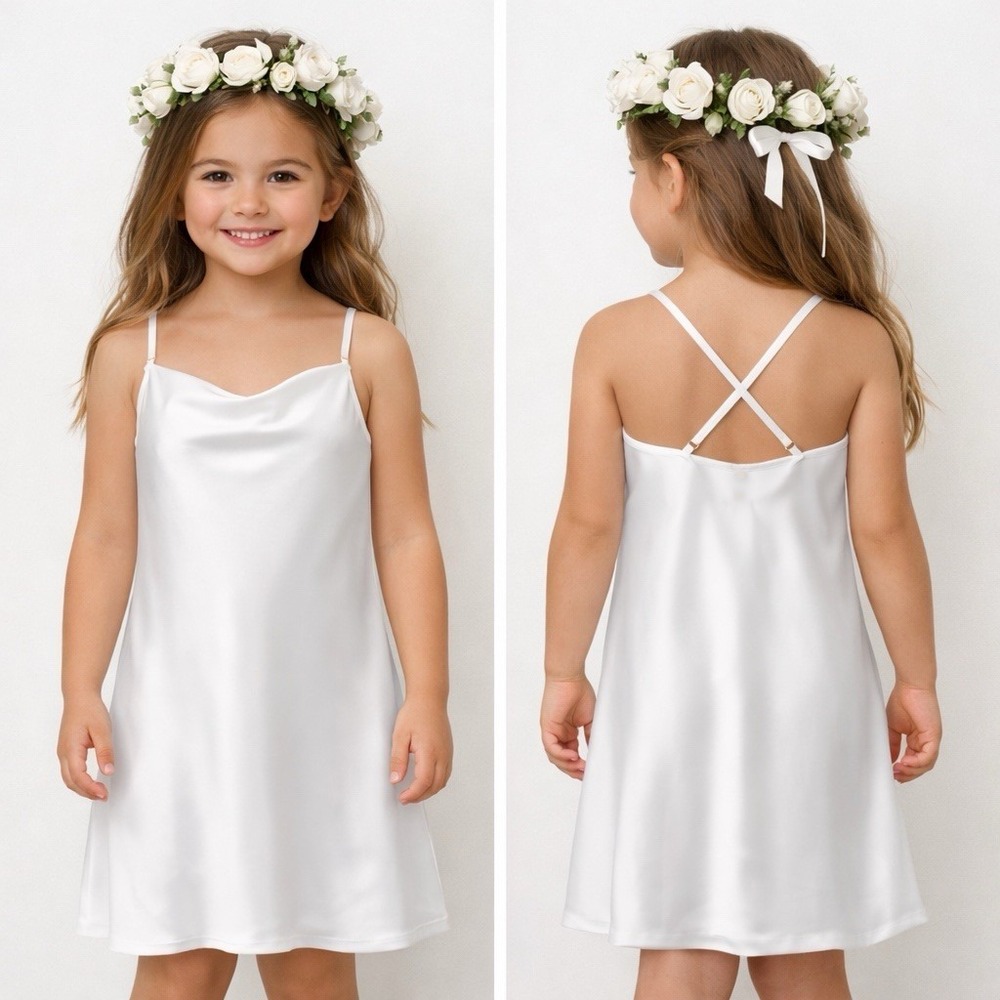 Show Me Your Mumu Little Verona Dress 5T White Satin‎ Flower Girl Wedding